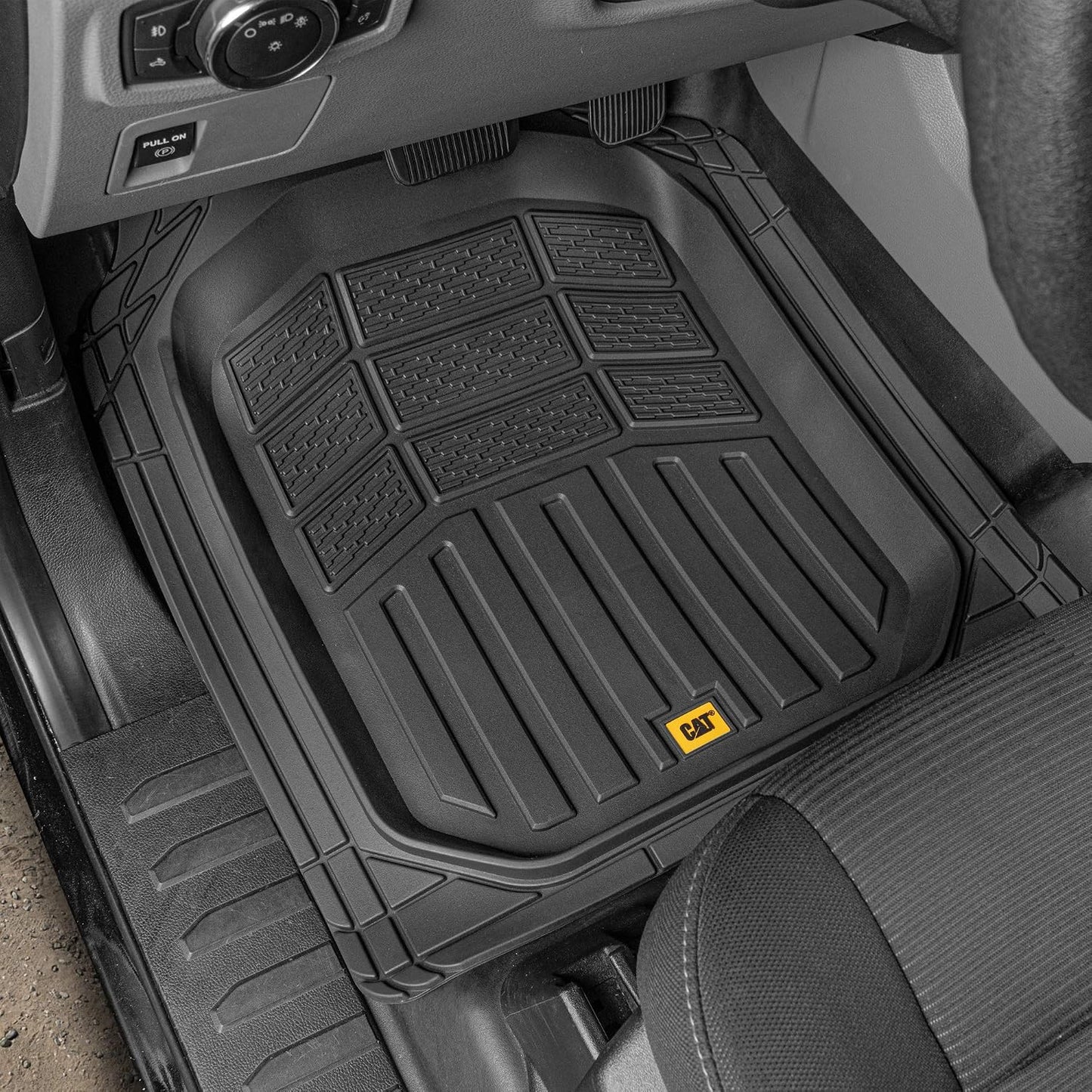 Cat® CAMT-9014 (4-Piece) Heavy Duty Deep Dish Rubber Floor Mats, Trim to Fit for Car Truck SUV & Van, All Weather Total Protection Durable Liners