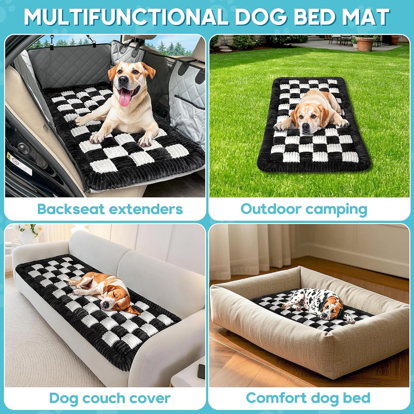 Dog Car Bed Mat Non-Slip Backseat Extender Dog Bed 56" x28.7" | Travel Bed for Dogs，Chew-Resistant, Easy Clean & Scratch-Proof, Comfort Design, Fits Trucks/Sedans/SUVs