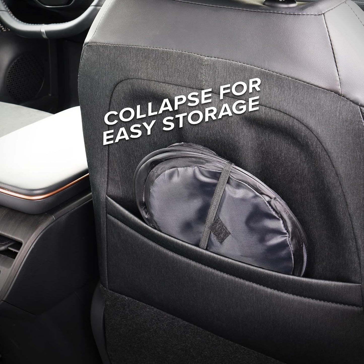Armor All Car Trash Can, 3.3 Gallon Pop-Up Garbage Bin, Waterproof, Loop for Hanging, Velcro Base, Washable, Metal Frame, Portable Collapsible Design for Easy Storage, 12” Inch High x 9” Inch Wide