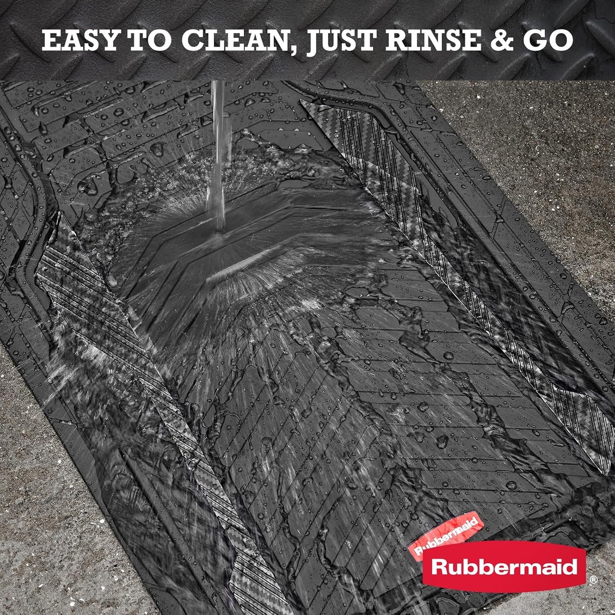 Rubbermaid Car Floor Mat, Heavy Duty All-Weather Car Mats Full Set with Dual-Tone Black Aluminum Inserts – Universal Fit, Anti-Slip Backing, Trim-to-Fit for Most SUV, Sedan, Van
