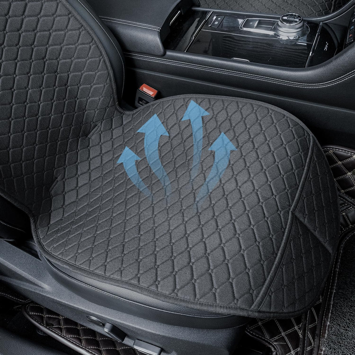 Linen Car Seat Covers for Cars, Front Car Seat Cover Protectors with Storage Bags, Anti-Slip & Soft Automotive Seat Cushion Universal Fit for Most Sedan, SUVs, Vehicles (Deep Grey)