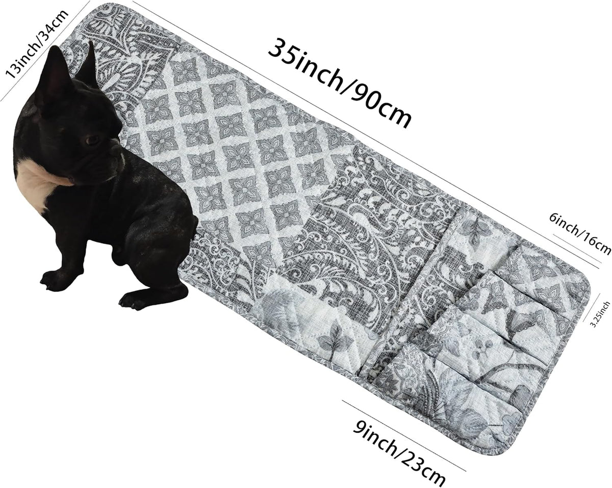 Brilliant Sunshine Grey Flowers Patchwork Couch Armrest Cover, 35"×13"