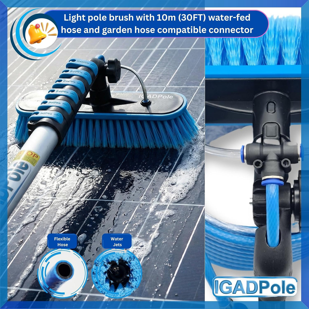 IGADPole 24 FT Washing Kit: Water-fed Brush with Soap Dispenser, Cobweb Dusters, with 6-Stage Telescoping Pole 5-24ft Pole/Window and Dusting Cleaning Kit