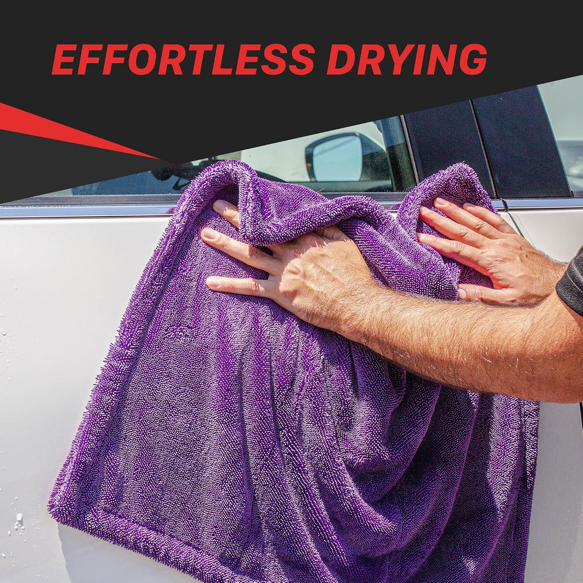 Maxshine 24" x 36" Universal Purple Duo Twisted Microfiber Towel (1200GSM) – Large, Plush, Rinse-Free Double-Sided Drying Towel – Super Absorbent Microfiber for Drying