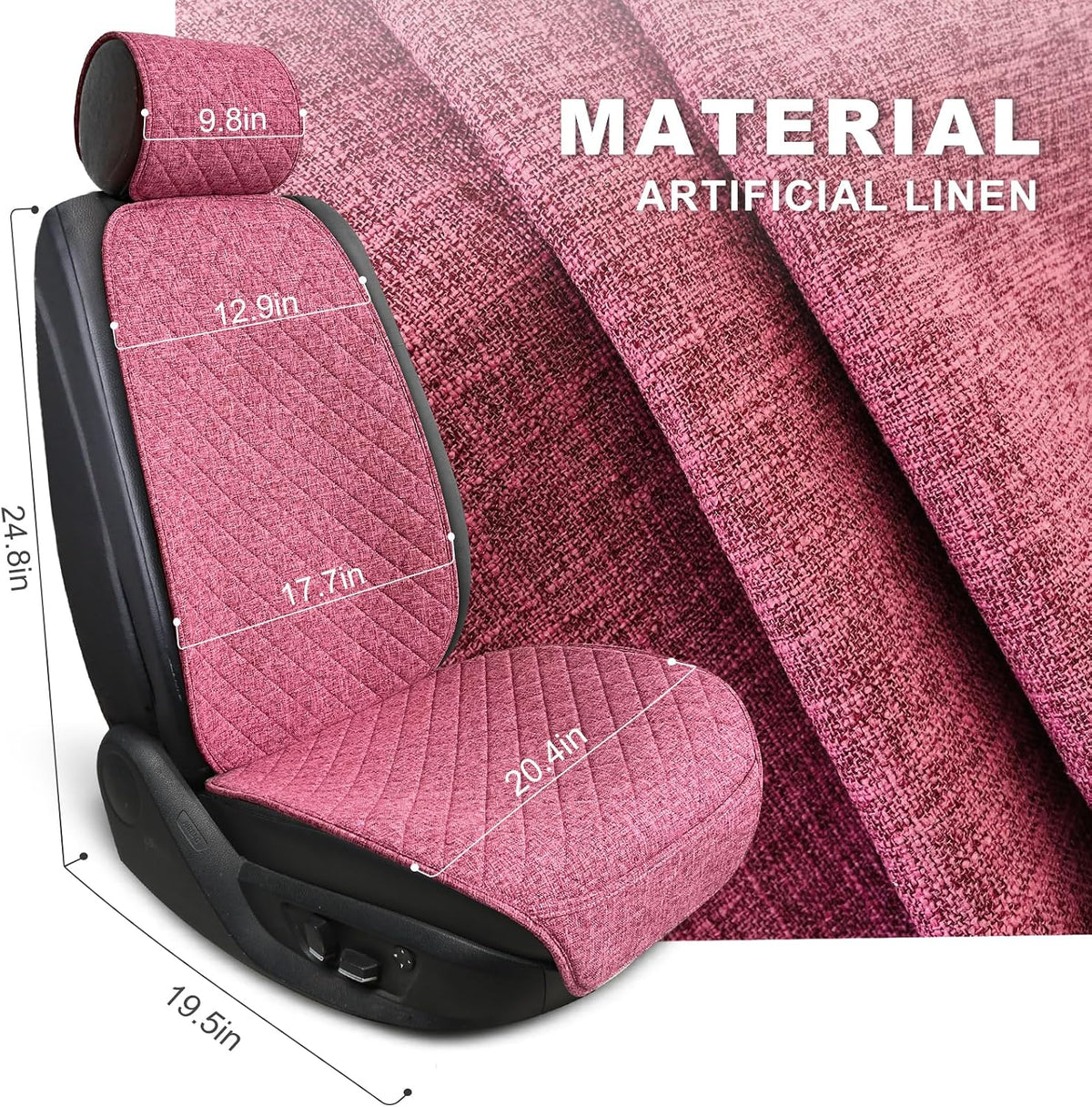 BOPUOVRE Linen Front Car Seat Covers Breathable Fabric