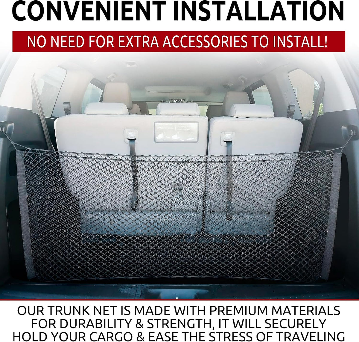 Envelope Style Trunk Mesh Cargo Net for Honda Odyssey 1995-2025 - Car Accessories - Premium Trunk Organizers and Storage - Cargo Net for SUV - Vehicle Carrier Organizer for Honda Odyssey