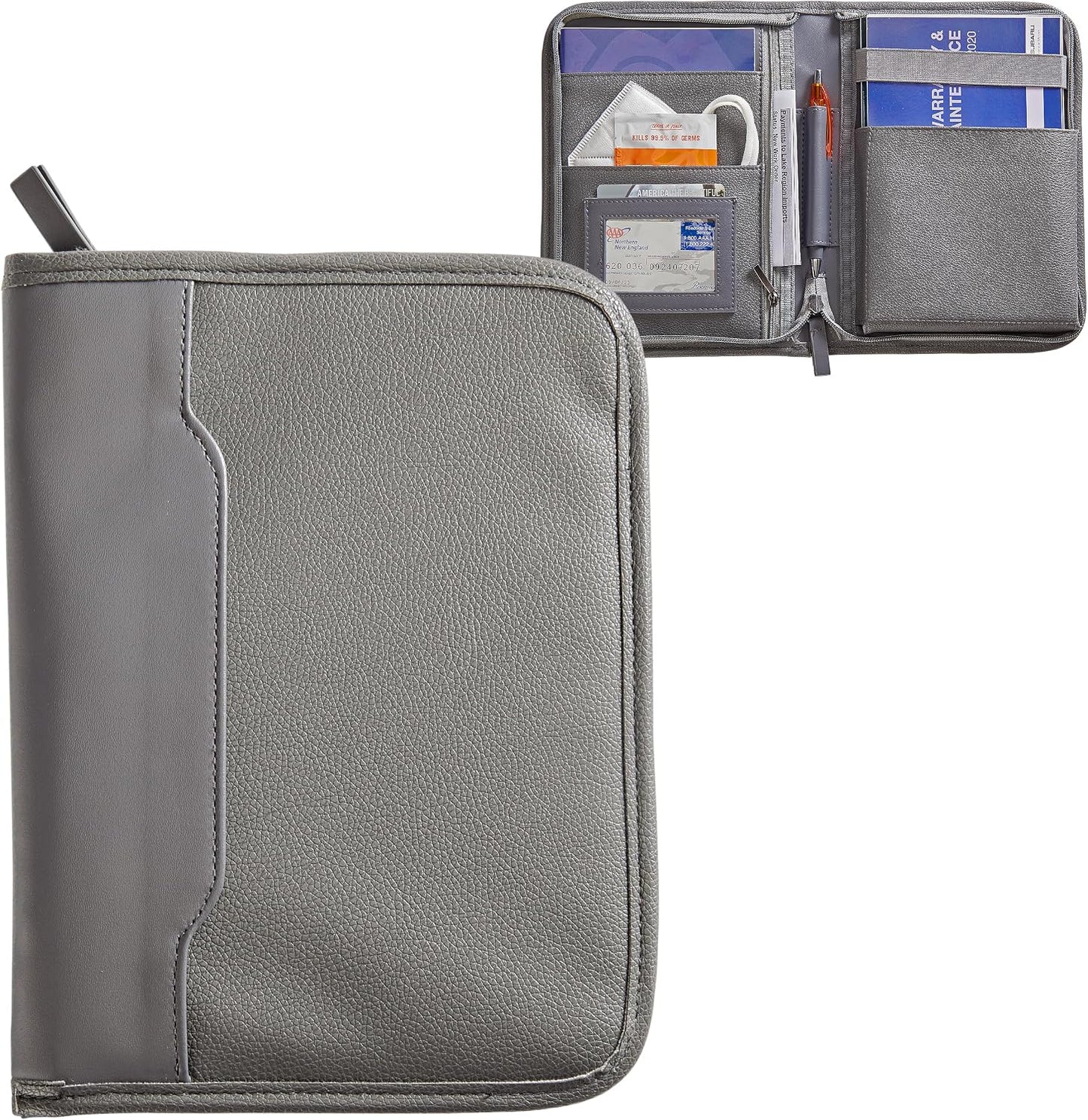 High Road Car Owners Manual Case and Glove Compartment Document Holder - Pebbled Faux Leather Glove Box Organizer for Car, SUV, Truck