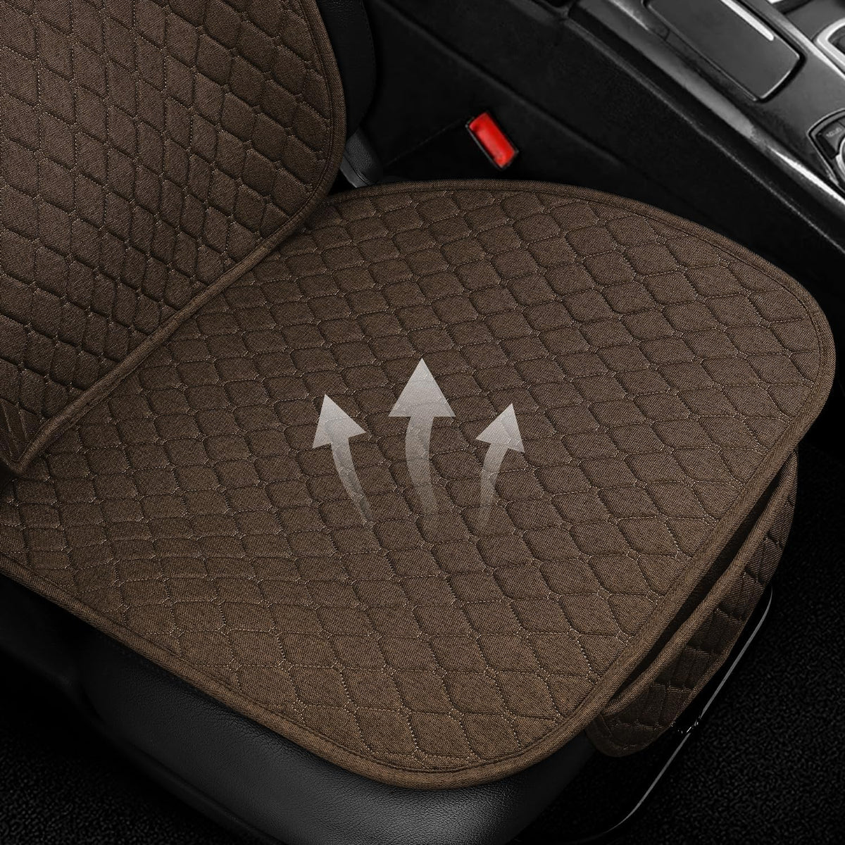 1 Pack Linen Car Seat Cover Front Seat Covers Soft & Breathable Front Premium Covers with Non-Slip Protector Universal Fits Most Automotive, Vans, SUVs, Trucks (1Pack Brown)
