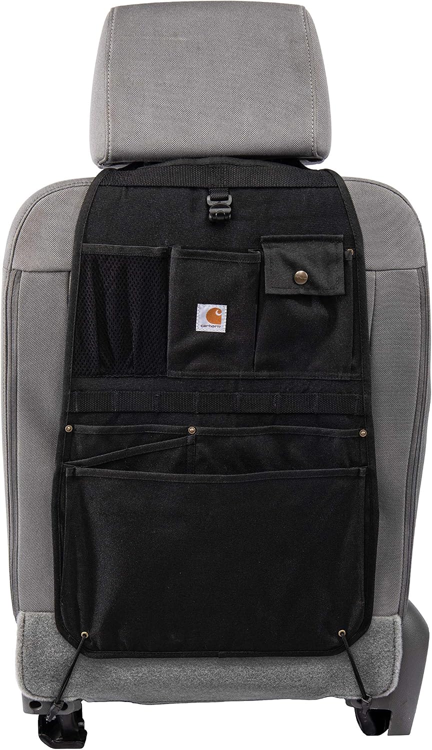 Carhartt Universal Nylon Duck Canvas Bucket Seat Covers + Organizer (Black)