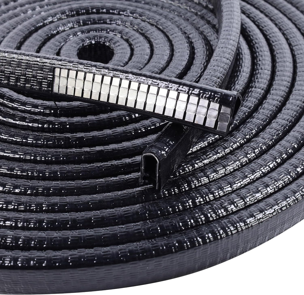 Edge Trim Seal Strip 1/2"×3/8" U‑Channel Weather Stripping with Metal 15FT