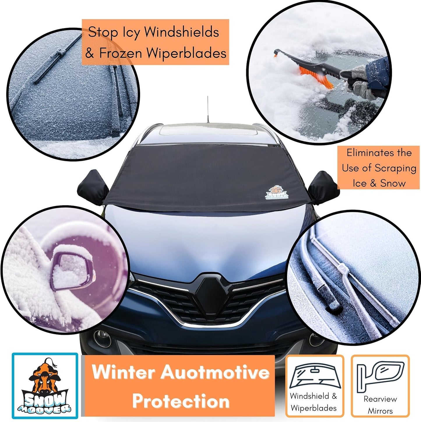 BIRDROCK HOME Car Windshield and Side Mirrors Cover for Ice and Snow | All-Weather Protection | PVC Coated Polyester | Fits Cars, SUVs, Small Trucks | Quick Install | Includes Storage Bag | 61" x 41"
