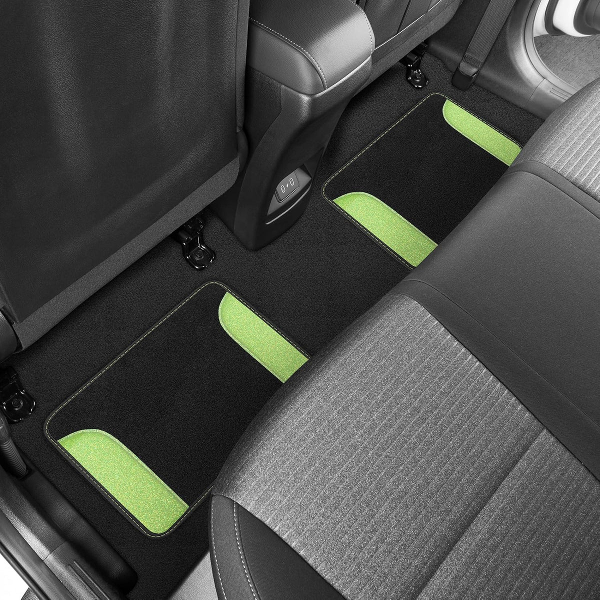 Carbella Glitter Bling Car Mats 4-Piece Set, Two-Tone Shiny Carpet Car Floor Mats, Stain-Resistant Floor Mats for Cars for Women, Universal Car Mat Set, Automotive Floor Mats - Lemon Lime