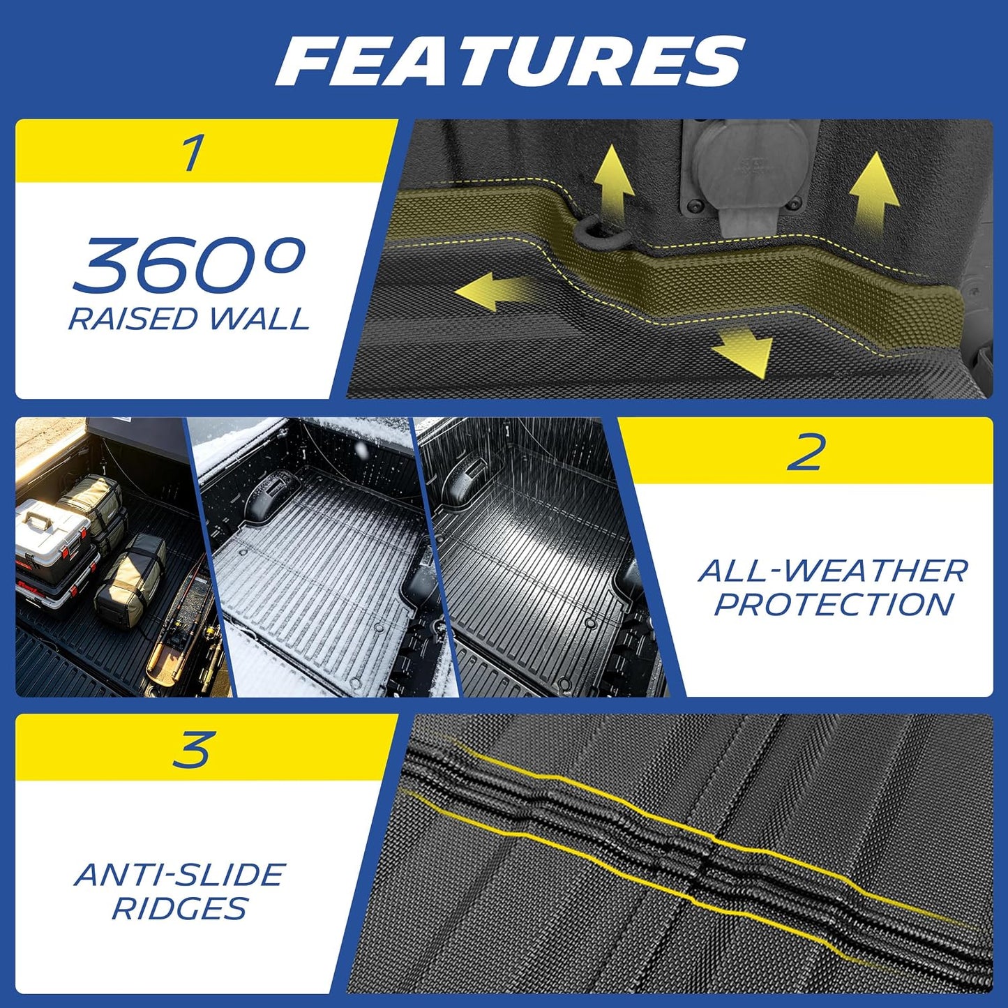 MICHELIN Truck Bed Mat for 2024 2025 2026 Toyota Tacoma - 5 FT / 60.3" Short Bed (Not Fit Drop-in Liners), All-Weather Truck Bed Liner, Custom Fit, Durable TPE Bedliner, Non-Slip