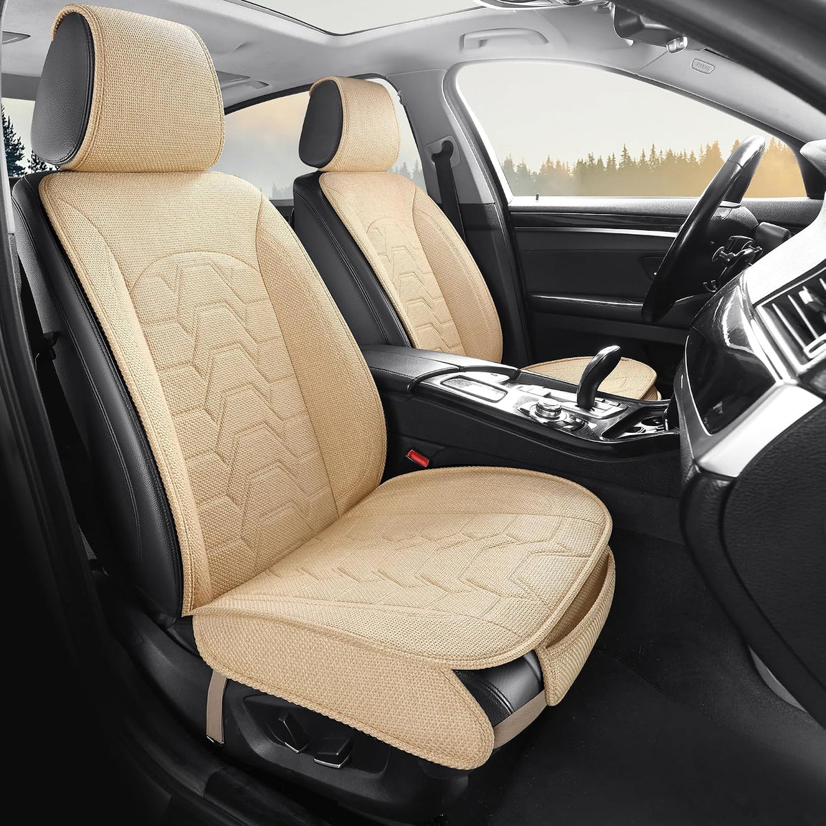 Linen Front Car Seat Covers Cloth Fabric Seat Protectors