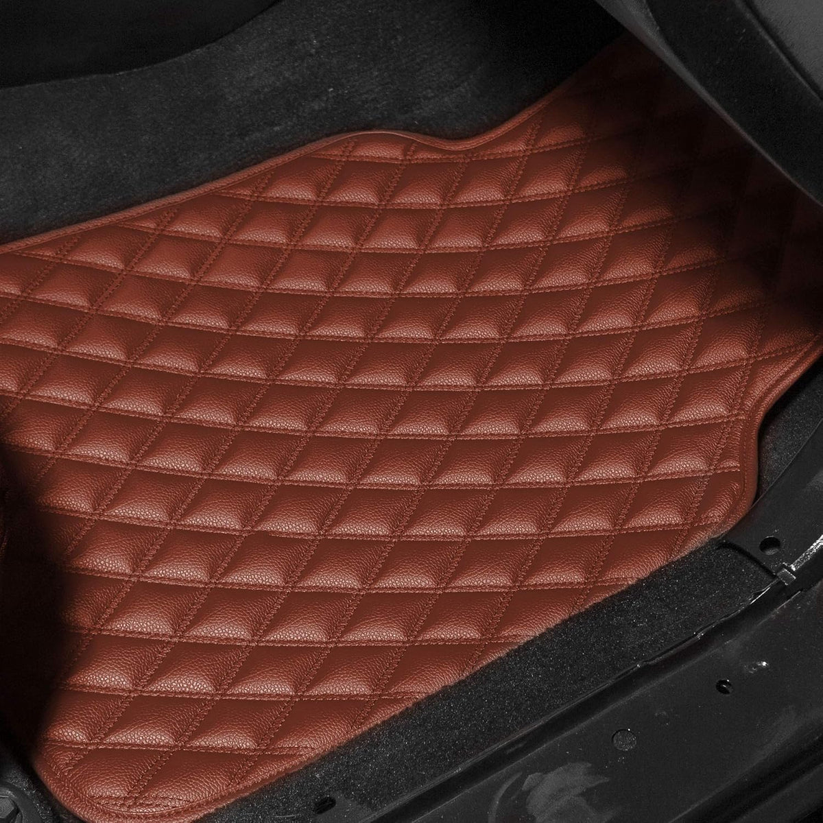 FH Group Floor Mats - Faux Leather Floor Mats for Cars, Universal Fit Automotive Floor Mats, All Purpose Car Floor Mats, PU Leather Protector Mat for Most Sedan, SUV, Truck Floor Mats Brown