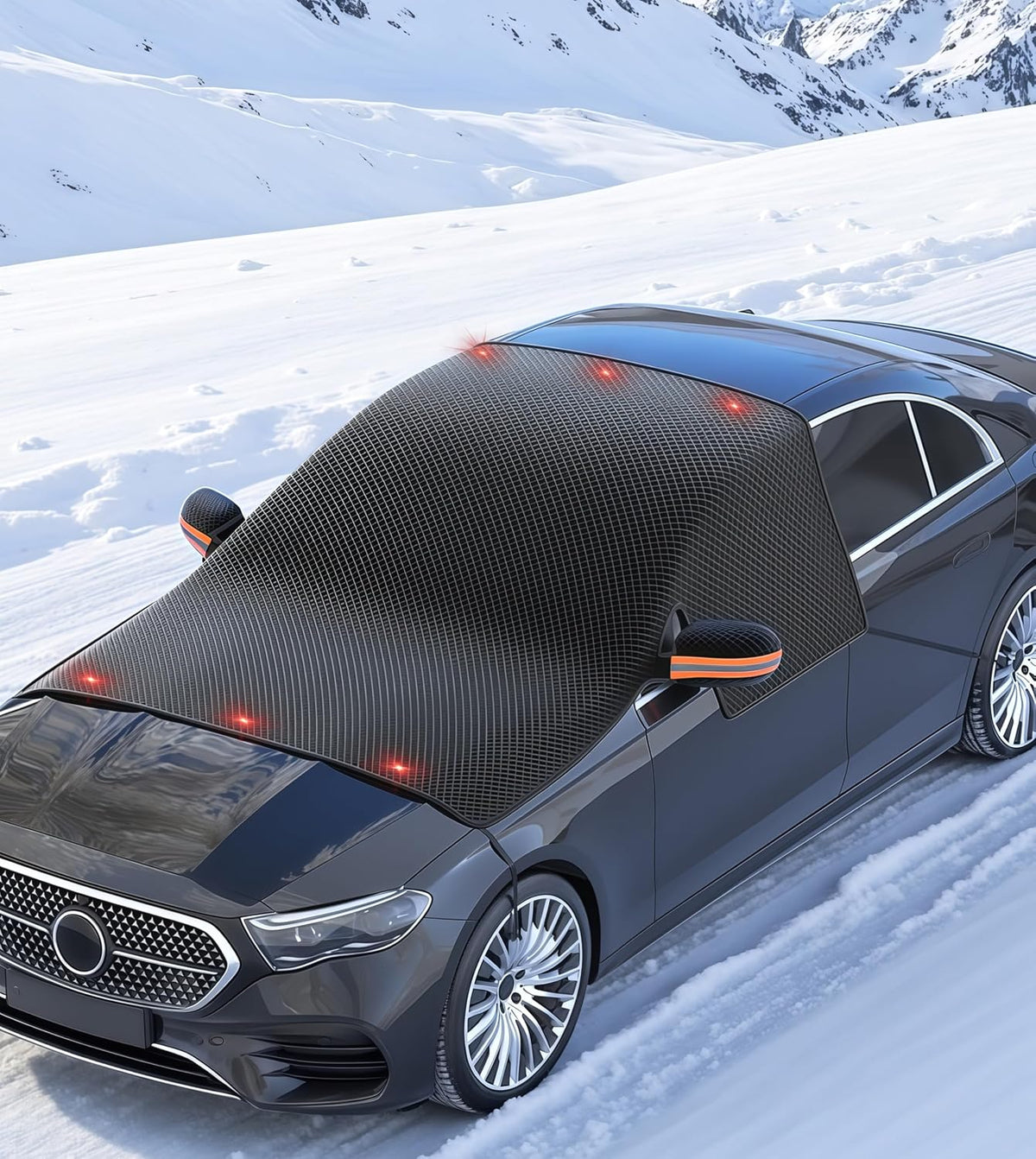 Car Windshield Cover, Magnetic Windshield Snow Cover (Orange)