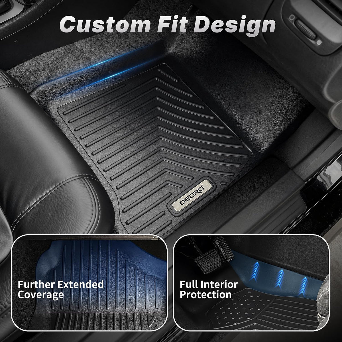 OEDRO Floor Mats Fit for 2022-2026 Hyundai Tucson (Not for Hybrid), Unique Black TPE All-Weather Tucson Floor Liners, Front and Second Row, Full Set Liners