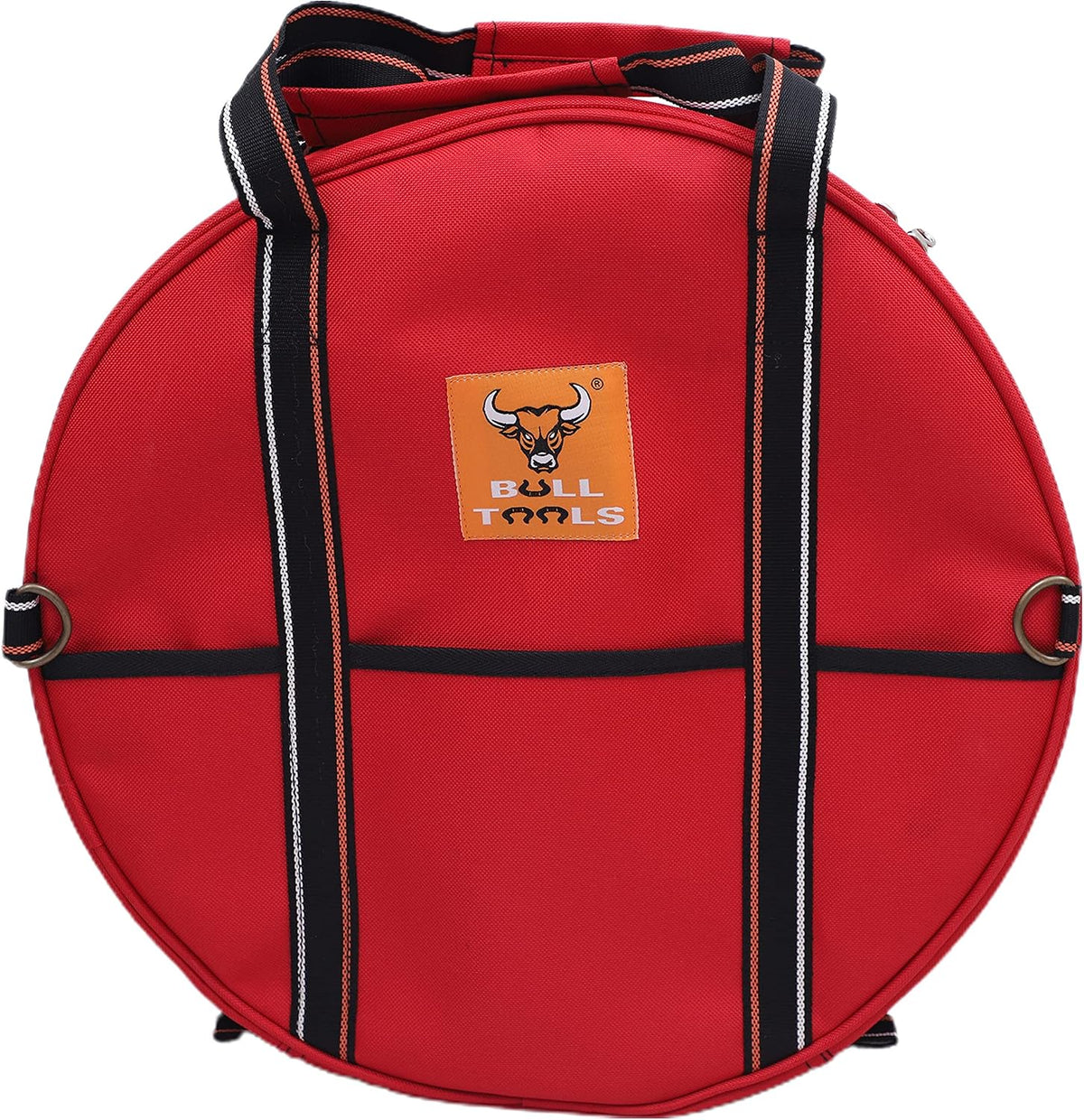 BULL TOOLS EV Charging & Jumper Cable Storage Bag, Organizer 6 Pocket Handmade Carry Bag - 15x15x4 Inch Waterproof Ballistic Polyester Round Bag, Cords, Small Tools, For Motor Vehicles - Red