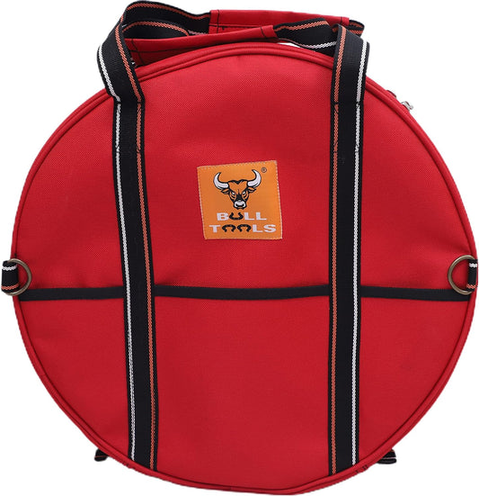 BULL TOOLS EV Charging & Jumper Cable Storage Bag, Organizer 6 Pocket Handmade Carry Bag - 15x15x4 Inch Waterproof Ballistic Polyester Round Bag, Cords, Small Tools, For Motor Vehicles - Red