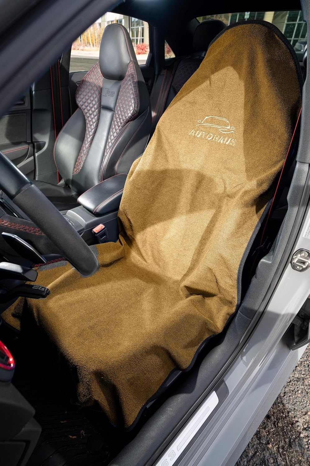 Waterproof Car Seat Towel Cover, Towel that Goes Over Car Seat for Sweat Protection, Quick-Dry Microfiber, Non-Slip Backing, Machine Washable, Fits Cars SUVs Trucks