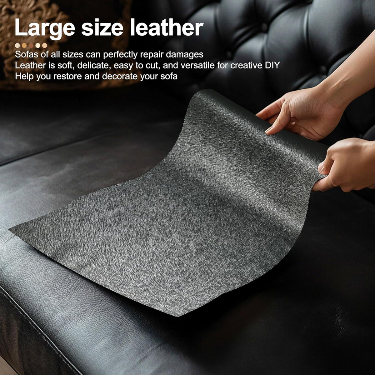 TIANLDD Leather Repair Tape,16 x 80 Inches Self Adhesive Leather Repair Patch，Leather Repair Kit for Furniture，Couches,Car Seats,Cabinets,Handbags(Beige-Fine Lines)