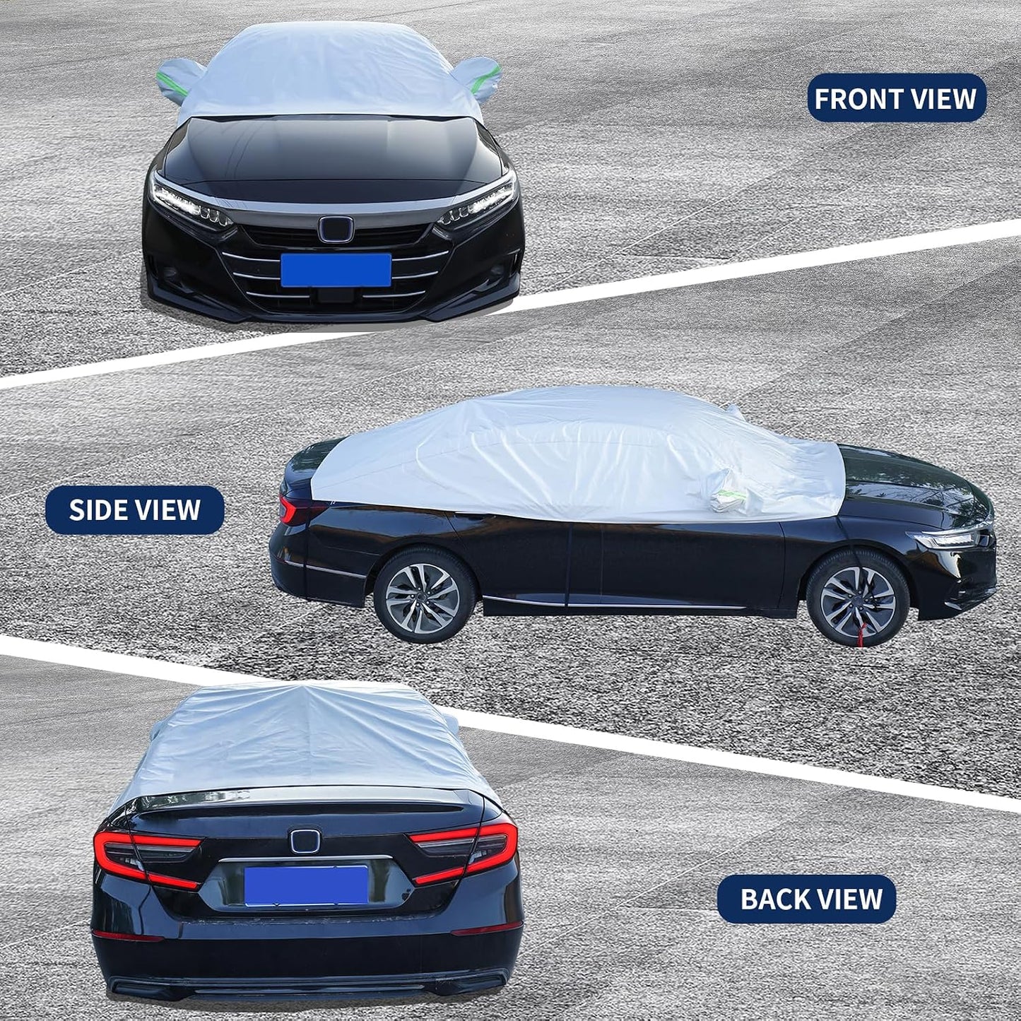 Hrozny Car Snow Cover, Half Car Cover Sedan Waterproof All Weather, Winter Car Windshield Cover for Ice and Snow, Frost Guard Windshield Cover Universal Fit for Most Cars (Sedan)