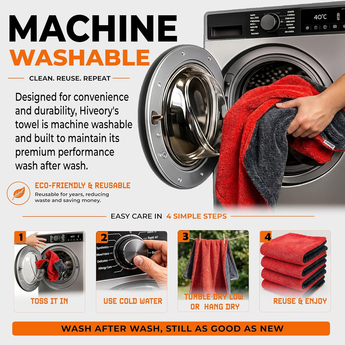 Car Drying Microfiber Towels - Red & Black
