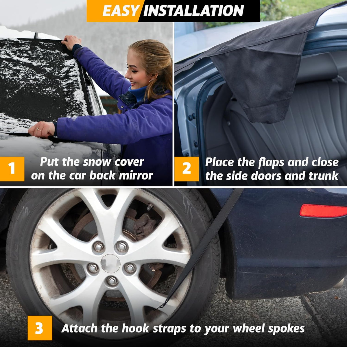EcoNour Rear Windshield Cover for Ice and Snow | Car Back Window Snow Cover