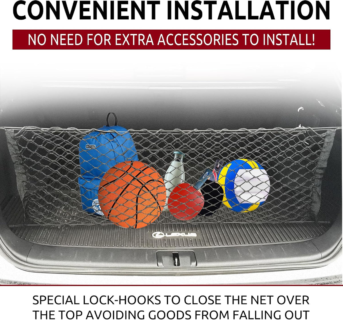 Envelope Style Trunk Mesh Cargo Net for Lexus RX300-450 2010-2025, Automotive Exterior Accessories - Premium Car Storage Organizers, Cargo Bed Net for Pickup Truck, Smart Vehicle Storage Organizer