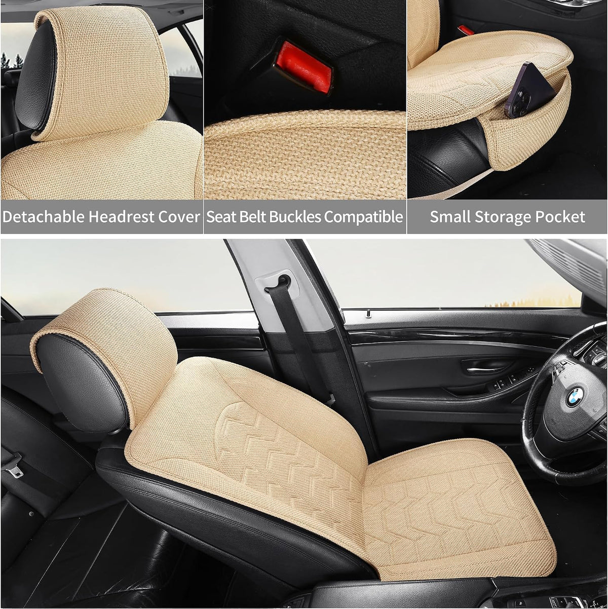 Linen Front Car Seat Covers Cloth Fabric Seat Protectors