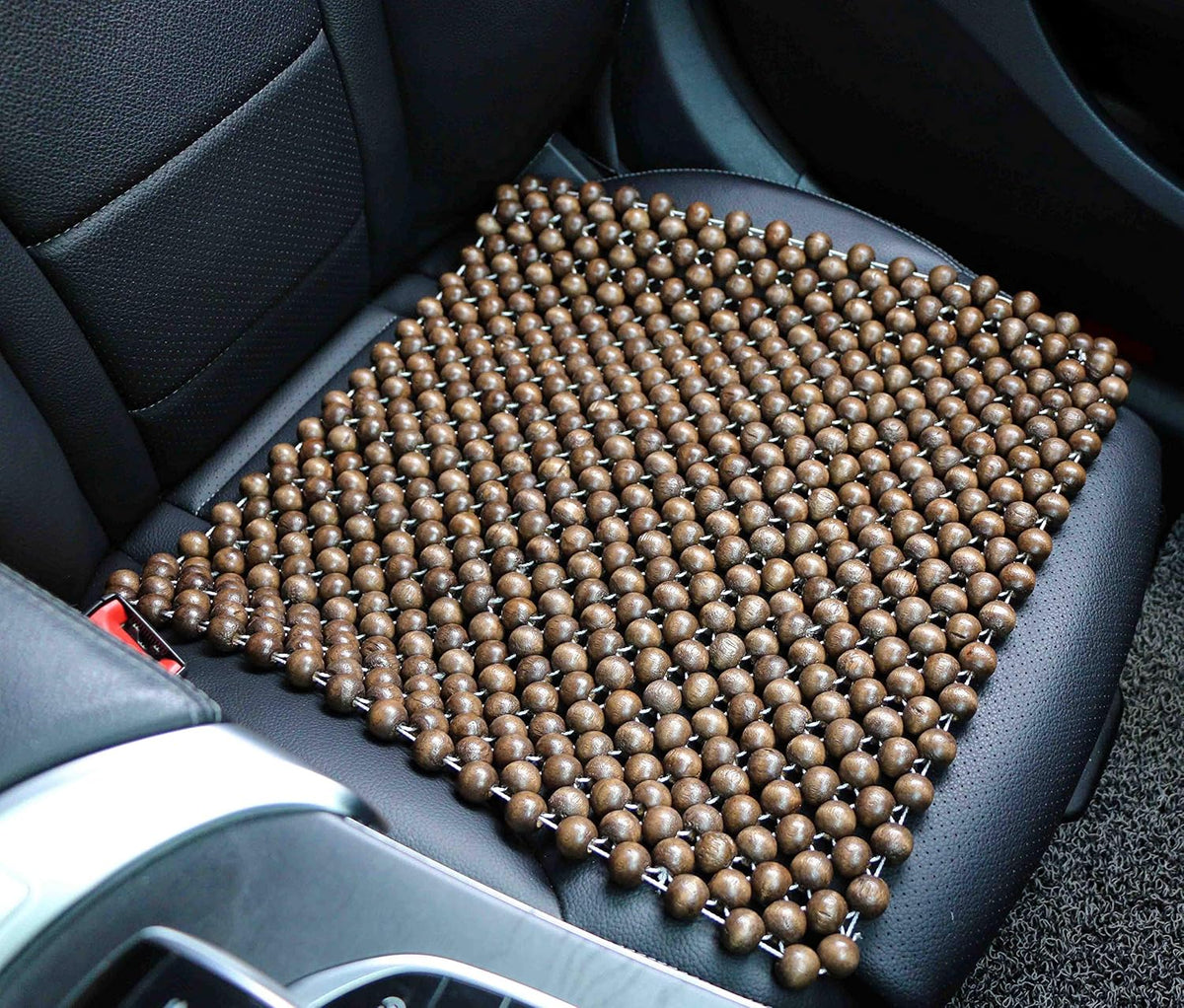 Natural Wood Beaded Seat Cover Pad Mat Comfy Cool Summer Massage Seat Cushion (Square) Medium Size for Car, Sedan,SUV Office Chair