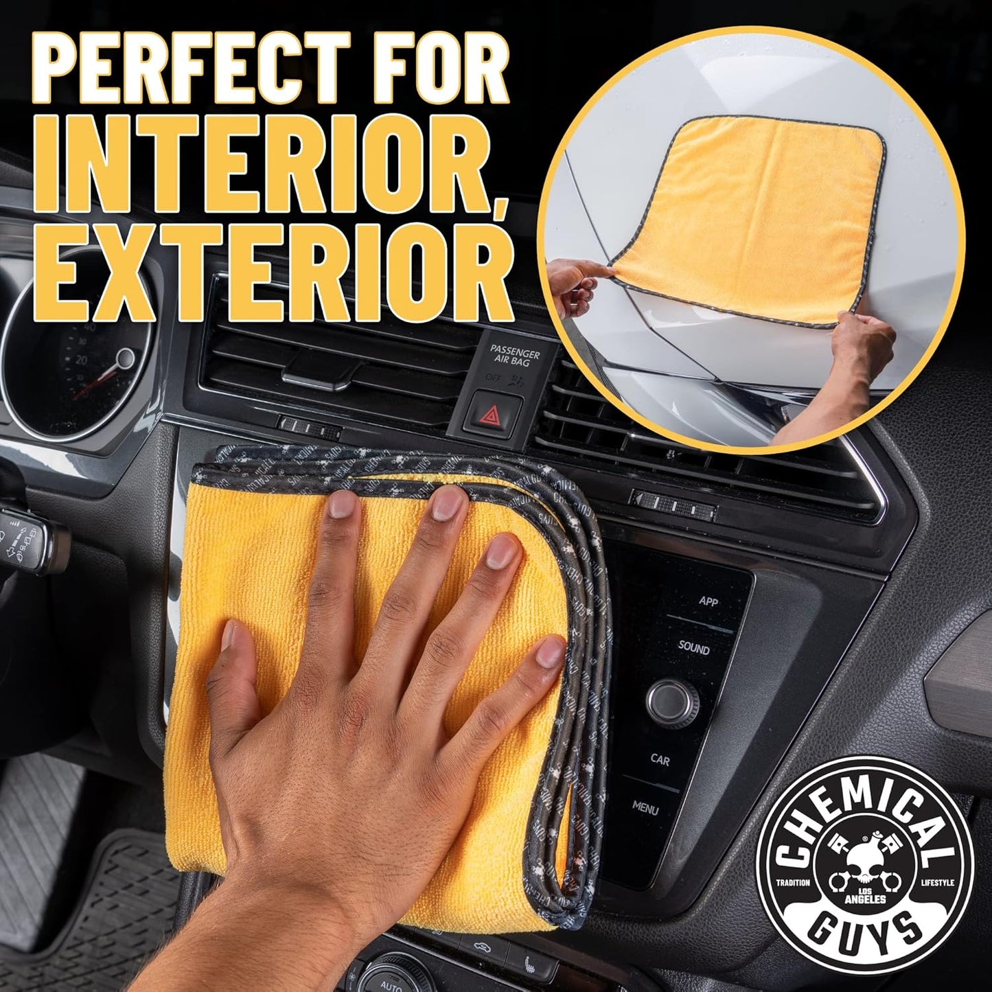 Chemical Guys SPI22616 HydroThread Ceramic Fabric Protectant & Stain Repellent + SPI_191_16 Lightning Fast Carpet & Upholstery Stain Extractor + MIC_506_03 Premium Microfiber Towels (16"x16")