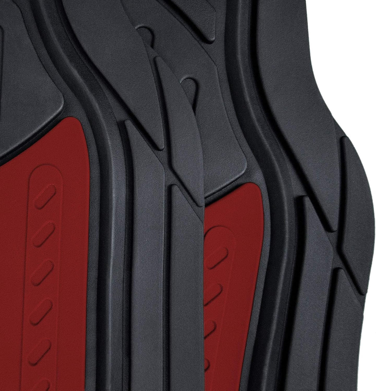 FH Group Monster Eye Full Set Rubber Floor Mats w. Trimmable Vinyl Trunk Liner/Cargo Mat Black- Fit Most Car, Truck, SUV, or Van (Burgundy/Black) F11313- F16403