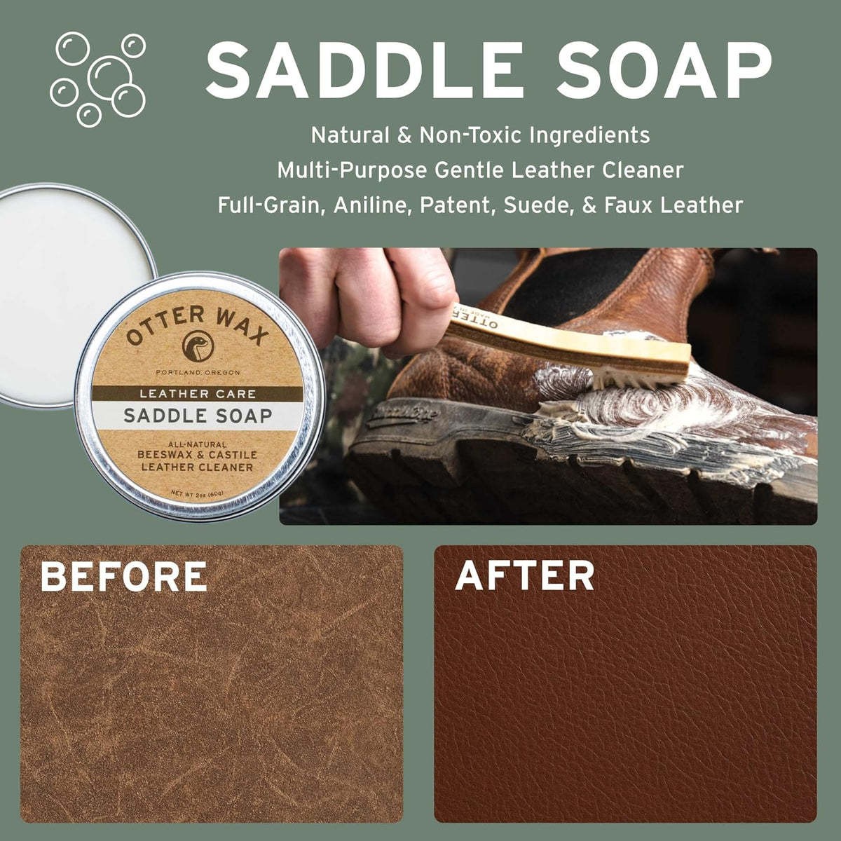 Otter Wax Essential Leather Care Kit | Complete Leather Cleaning & Conditioning Set | Clean, Condition, Shine, & Protect All-Types of Leather| All-Natural & PFAS-Free | Made in Portland USA