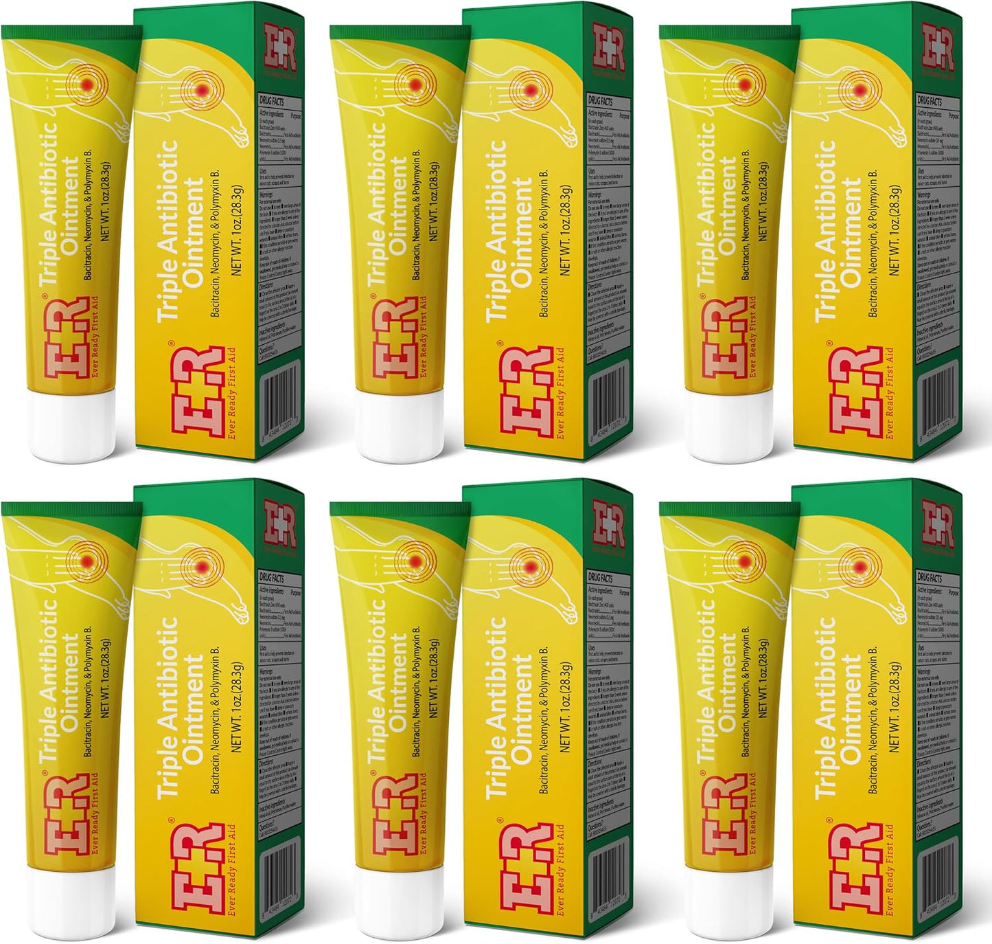 Ever Ready First Aid Triple Antibiotic Ointment 1.0 oz, First Aid Ointment for Minor Scratches, Cuts, Burns, Wounds and Prevents Infection - 12 Pack