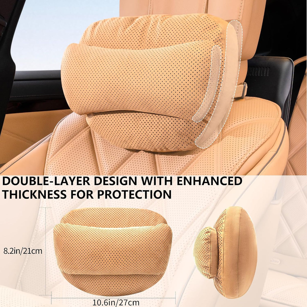 2 Pack Car Neck Pillow, Soft Car Headrest Pillow for Neck Support