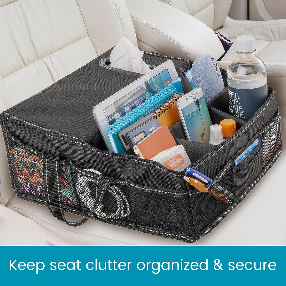 High Road SeatStash Car Front Seat Organizer for Driver and Office Storage with Tissue Holder and Divided Multipurpose Compartments