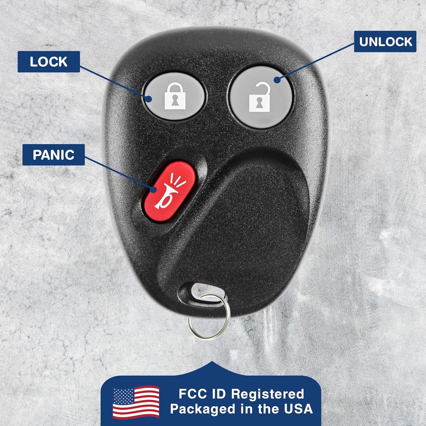 KeylessOption Key Fob Replacement for 2003 2004 2005 2006 2007 Chevrolet Chevy Silverado Suburban Tahoe GMC Sierra Yukon Cadillac Escalade Hummer H2 Keyless Remote Control, 3-Button LHJ011-2 Pack