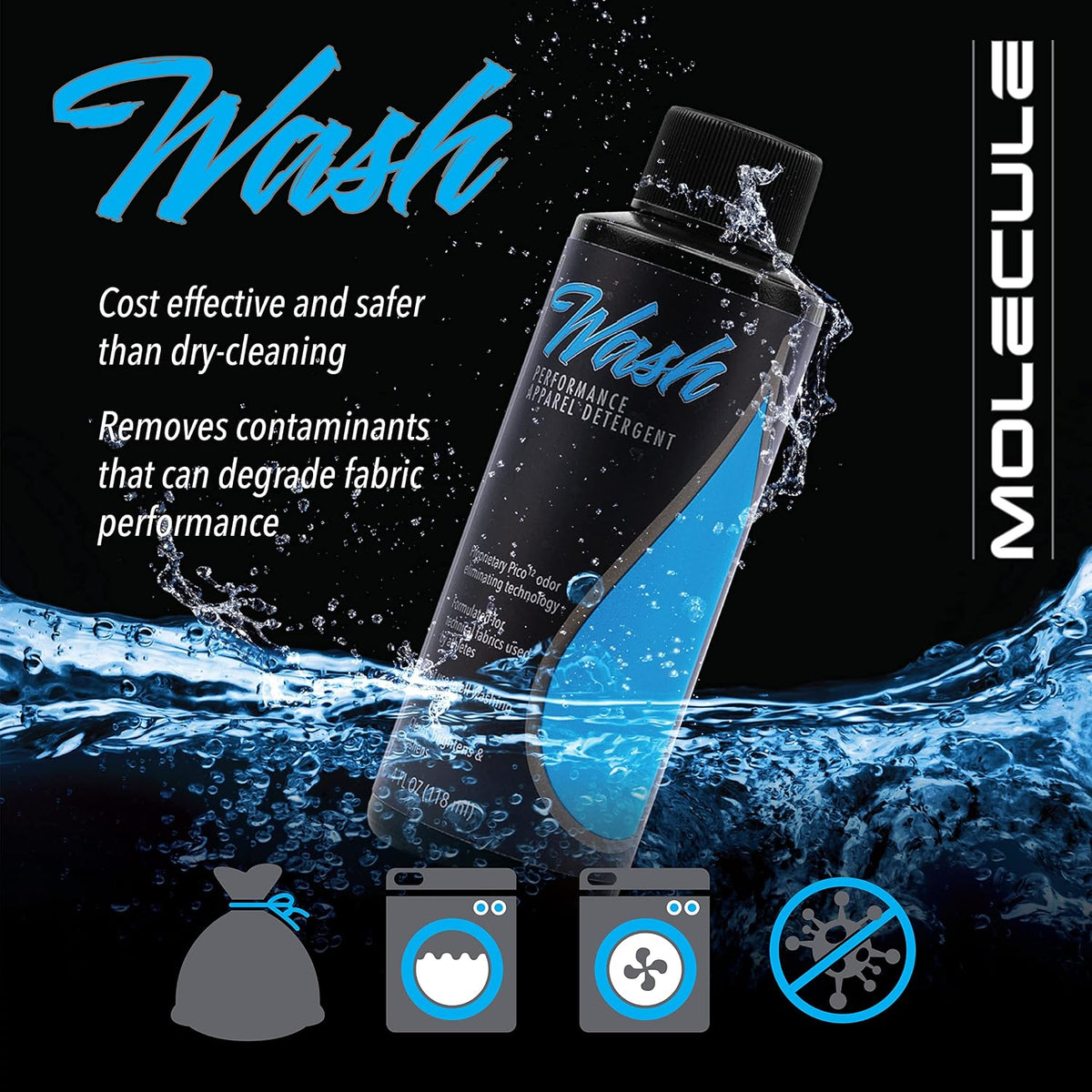 Molecule Wash Kit | Cleans Race Suits &amp; Auto Surfaces | Brightens Technical Fabrics, Removes Oil, Rubber &amp; Grime from Cars, Trucks &amp; Accessories – 4 oz Apparel Wash + 16 oz Wash+Shine Car Soap
