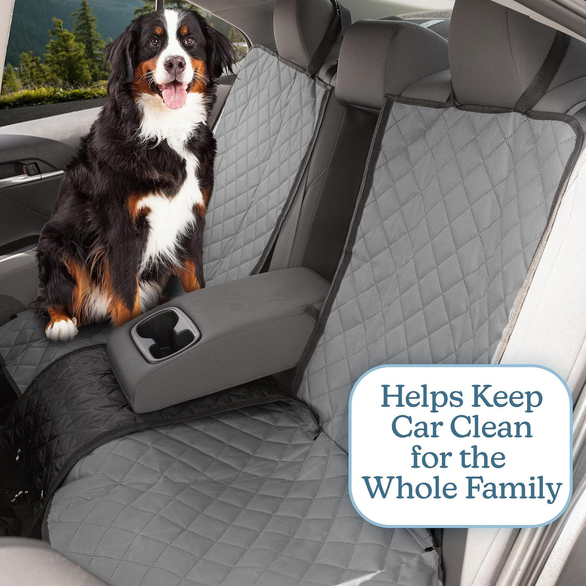 Dog Car Seat Cover for Back Seat - Water-Resistant Car Seat Protector for Cars, Trucks, and SUVs - Seat Cover Protects from Scratches, Mud, Pet Hair, and Accidents - Car Accessories by PETMAKER (Gray)