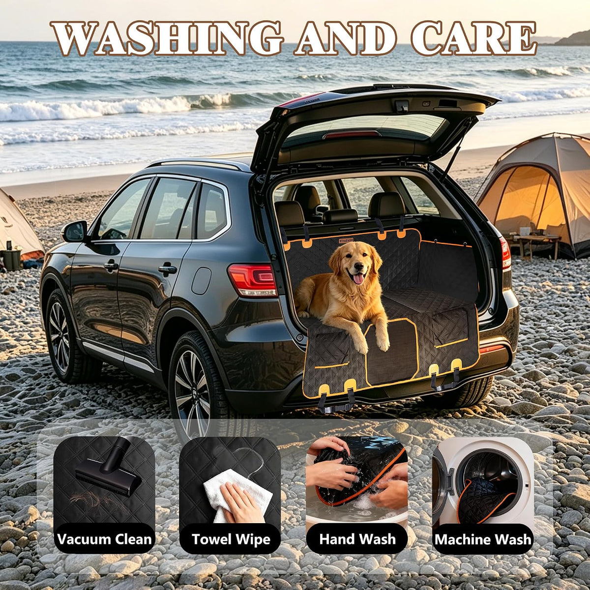 Dog Car Seat Cover for Back Seat – 900D Oxford Heavy Duty Hard Bottom Extender, Waterproof Dog Hammock with Mesh Window, Joint-Friendly Sponge Pad, Supports 600LBS – Fits Sedan/SUV