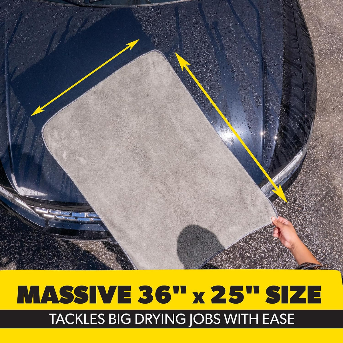 Chemical Guys, Woolly Mammoth Large Microfiber Drying Towel, 36 x 25 in