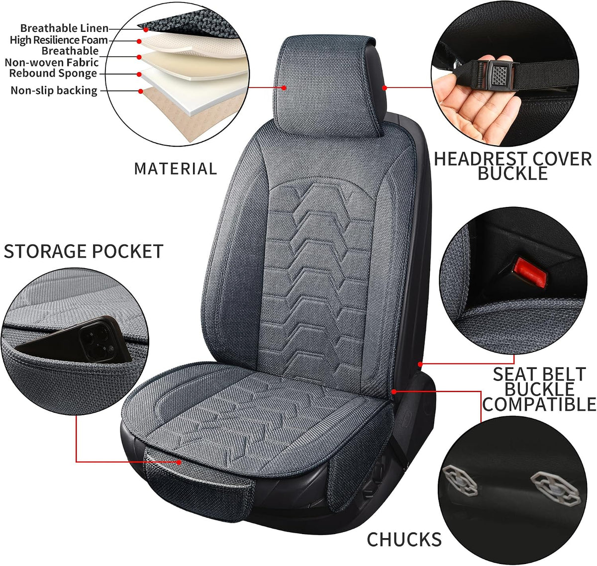 Linen Front Car Seat Covers Cloth Fabric Seat Protectors
