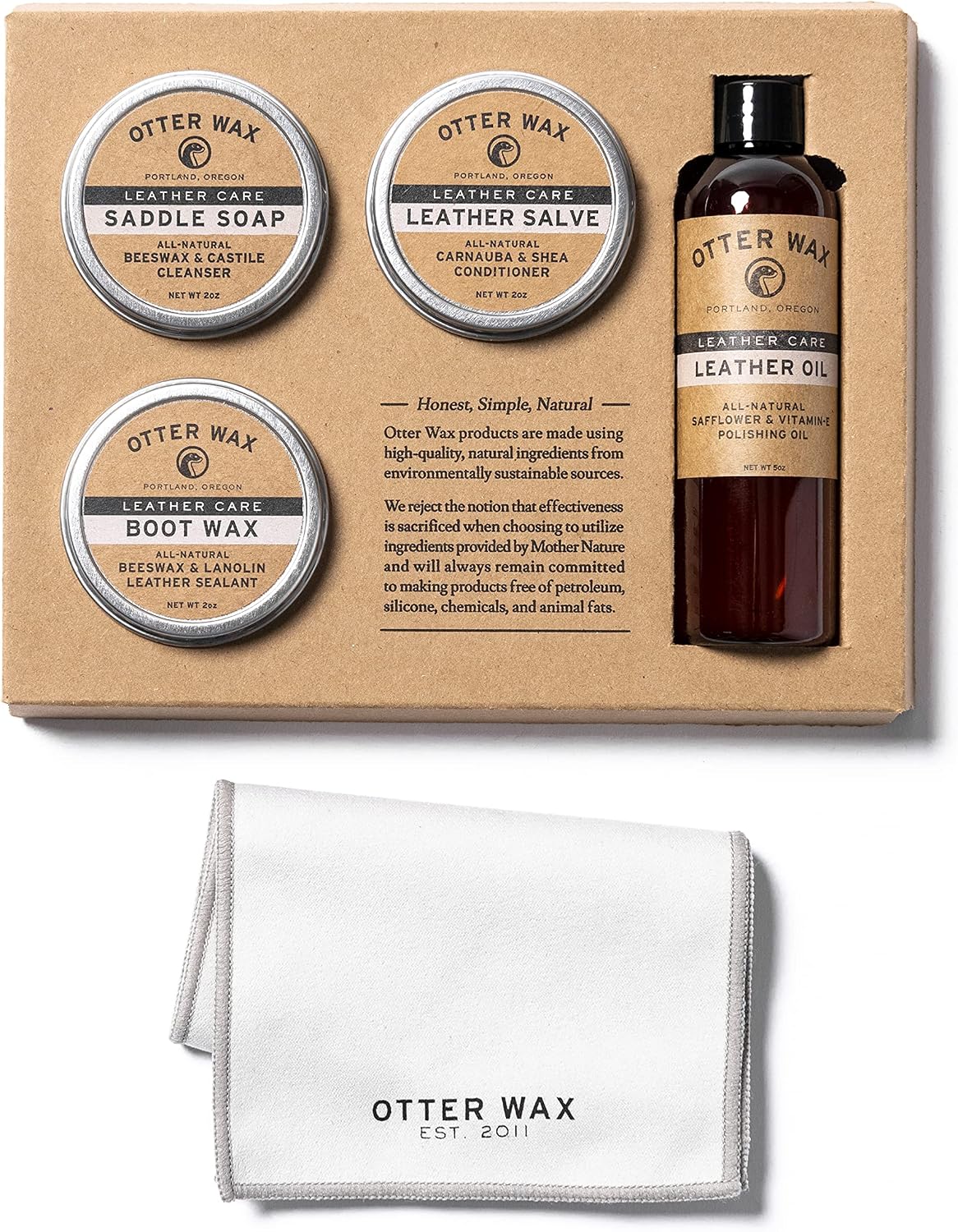 Otter Wax Essential Leather Care Kit | Complete Leather Cleaning & Conditioning Set | Clean, Condition, Shine, & Protect All-Types of Leather| All-Natural & PFAS-Free | Made in Portland USA