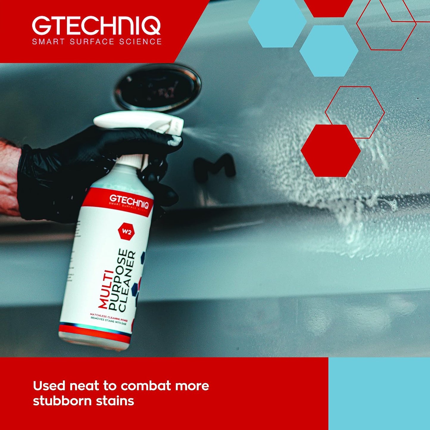 Gtechniq W2 Multi-Purpose Cleaner for Cars, 17 fl oz | Effectively Removes Stubborn Food, Grease, Pen & Soil Stains from All Surfaces, Works on Carpet, Tires, Engine Bays & Fabric