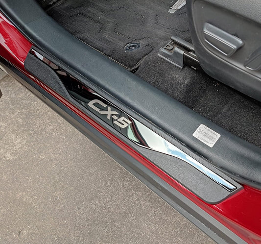 Door Sill Trim Plates Compatible with Mazda cx-5 cx5 2013-2022 2023 2024, Accessories Parts Protector Door Entry Guard Plate Trim Cover Auto Interior Accessory Kick Panels Scuff