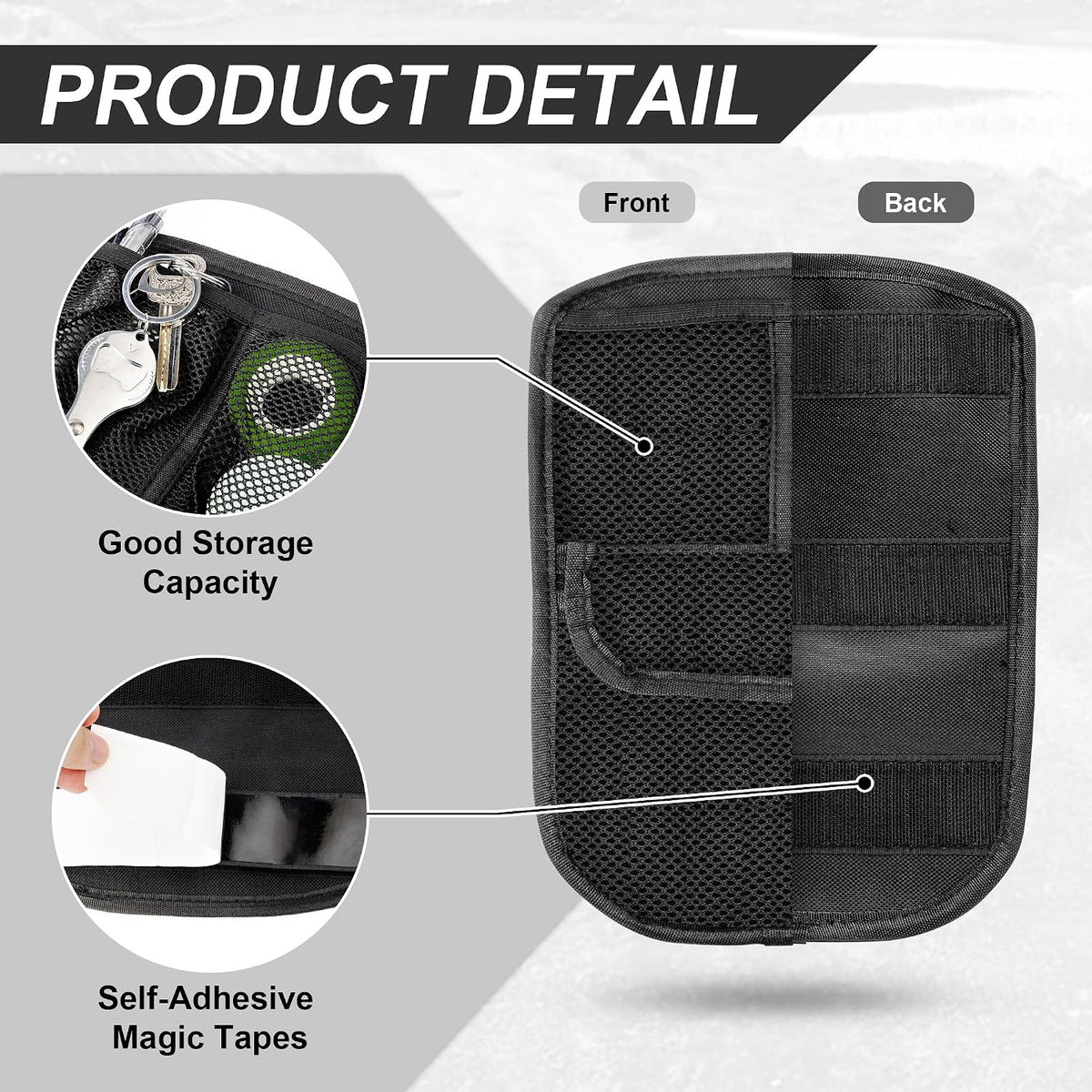 Front Trunk Lid Storage Organizer Fit for Can-Am Ryker 600 900 / Rally Edition/Sport（2015-2025) | Removable 3-Pocket Storage Bag (Black String)