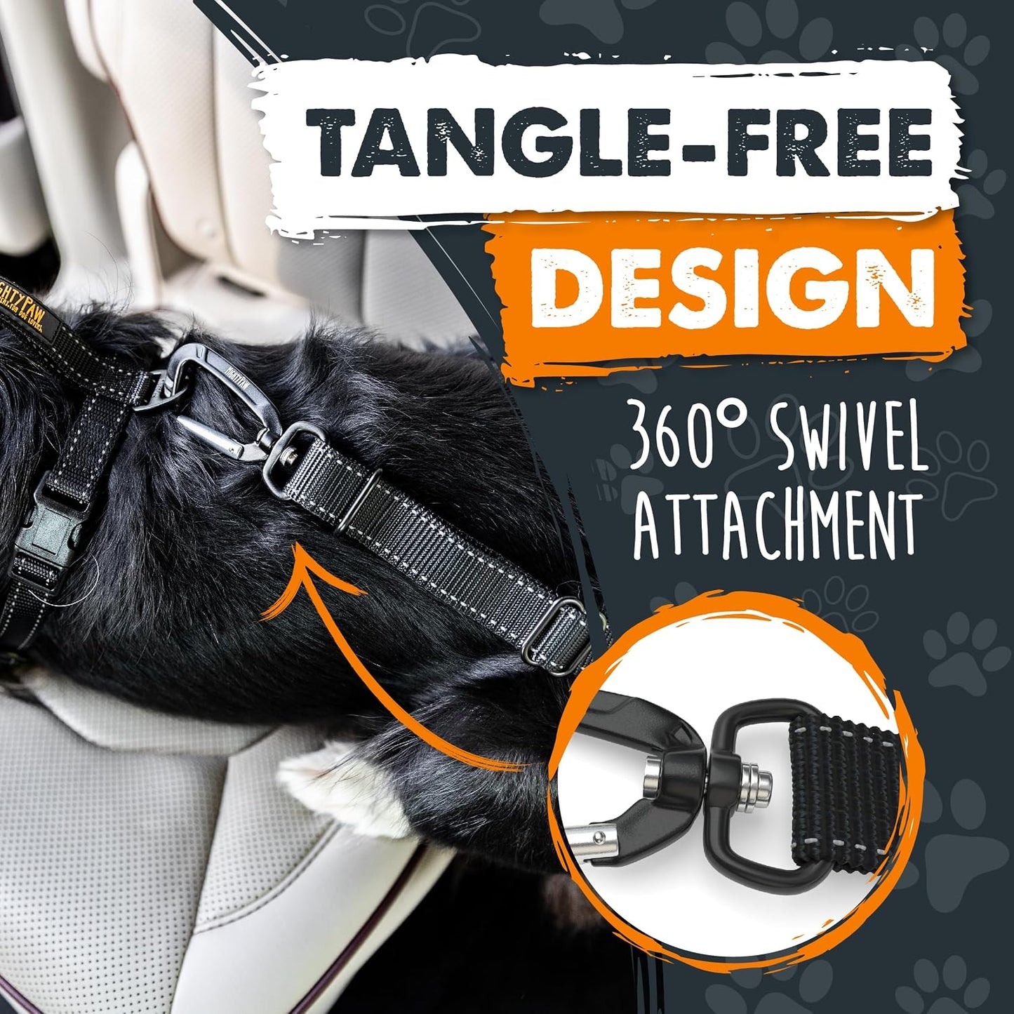 Mighty Paw Dog Seat Belt for Car - Safe Distraction Free Driving, Heavy-Duty Design with Aviation Grade Aluminum Carabiner, Adjustable Dog Seatbelt Harness for Small, Medium and Large Pets