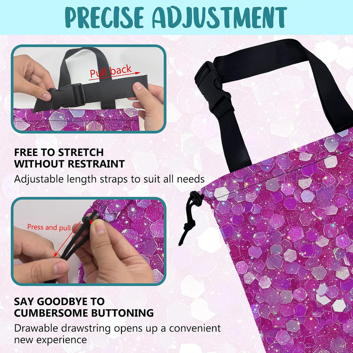 Car Garbage Bag Pink and Purple Hexagonal Hanging Canvas Car Trash Bag Drawstring Car Back Seat Organizer for Car Back Front Seat Console with Adjustable Buckle