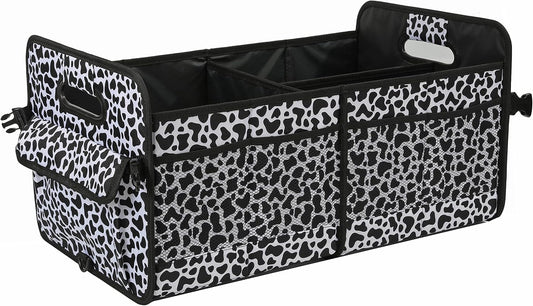 AOKJOY Car Trunk Organizer Car Storage Organizer Collapsible Multi Compartment Car Organizer Adjustable Straps Car Organizer for SUV(Cow)